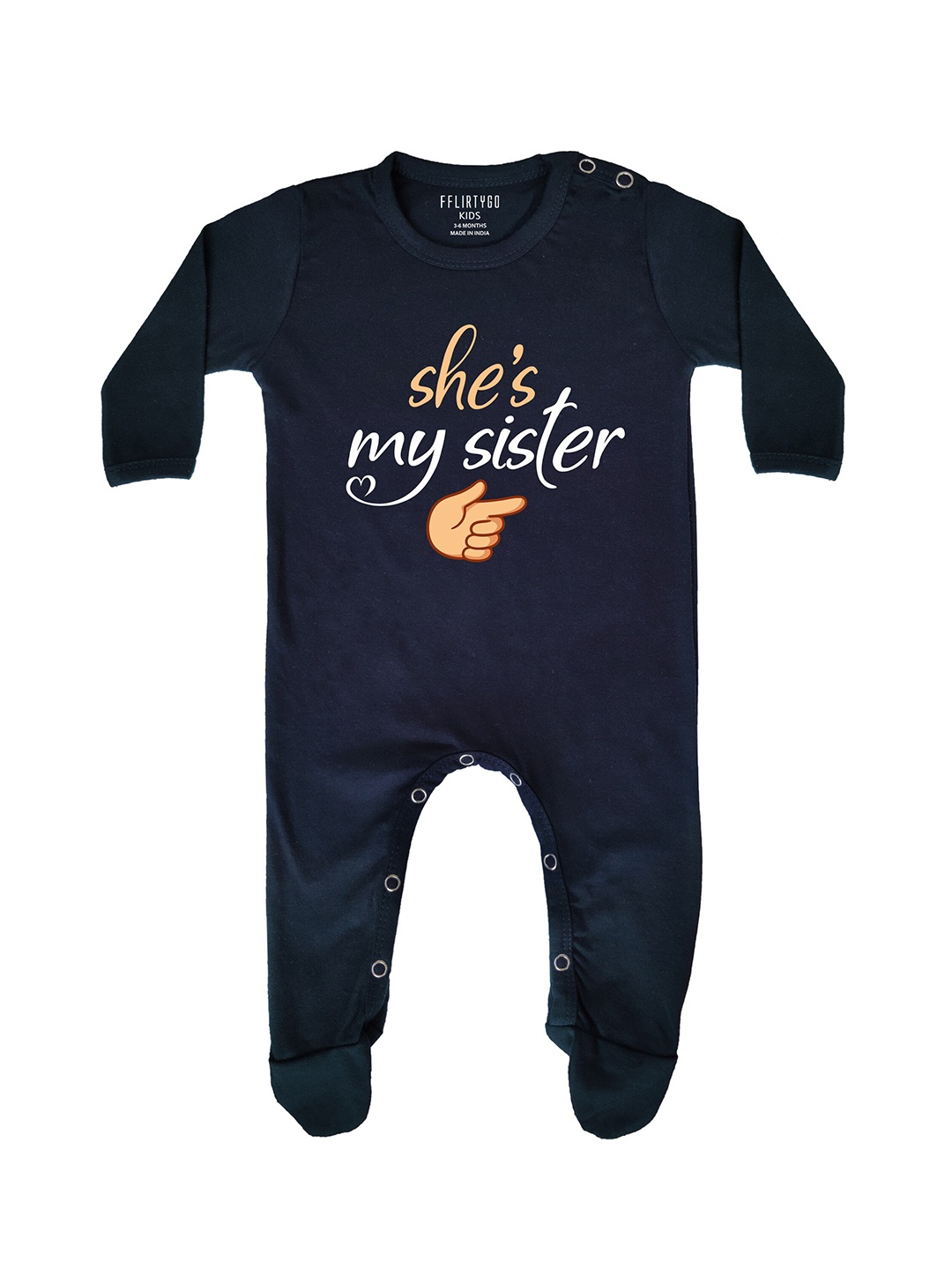 

FFLIRTYGO Infant Kids Typography Printed Pure Cotton Rakhi Special Sleepsuit, Blue