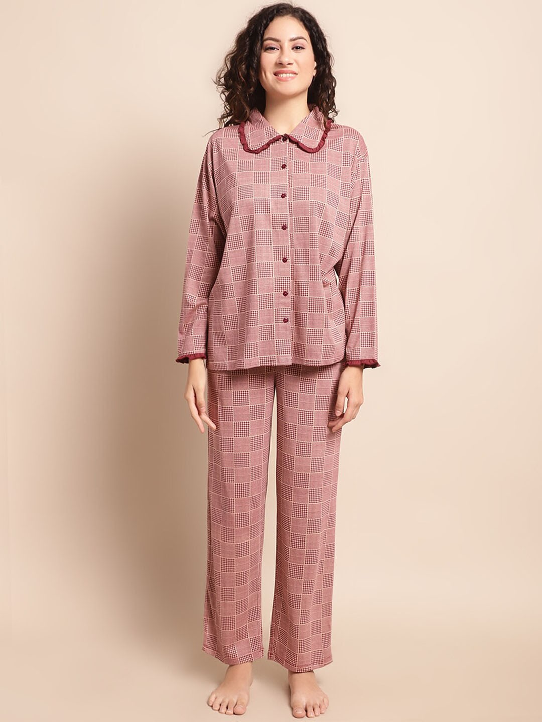 

Kanvin Mauve Geometric Printed Night Suit