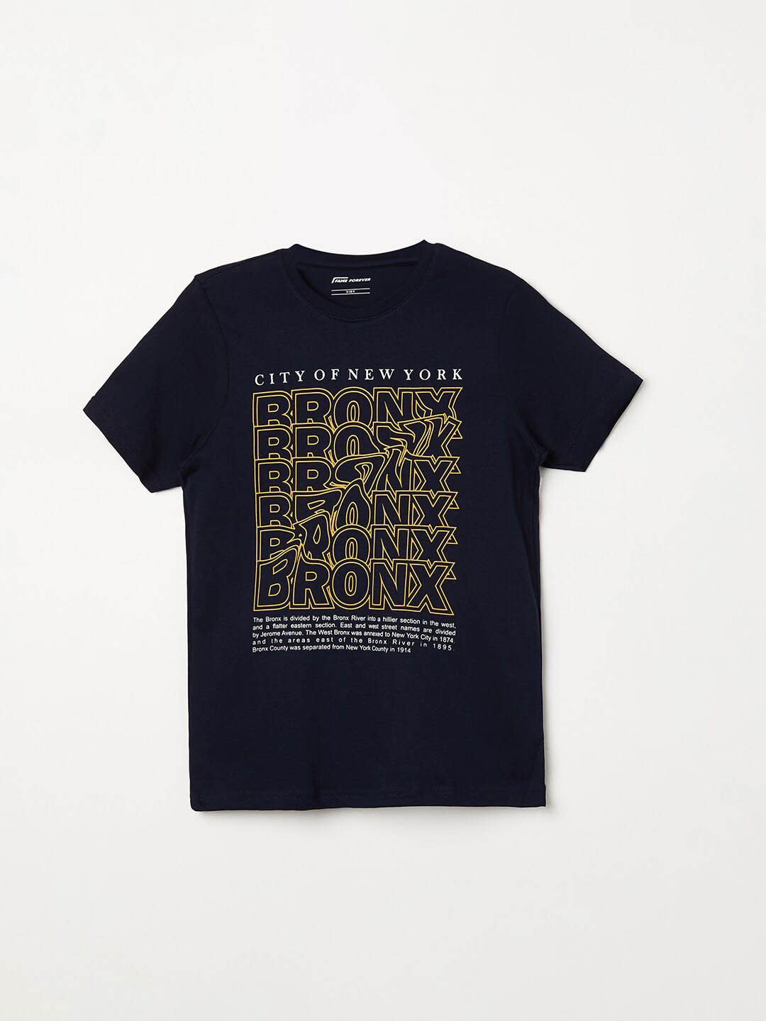 

Fame Forever by Lifestyle Boys Typography Printed Pure Cotton T-shirt, Navy blue