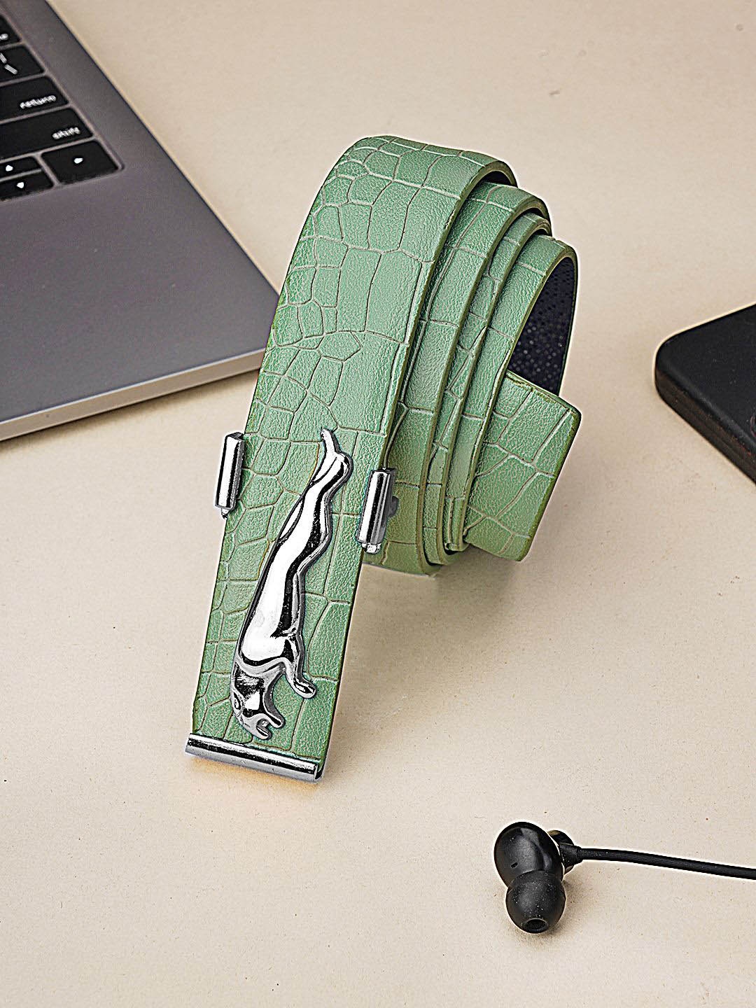 

WINSOME DEAL Men Slim Textured Belt, Green