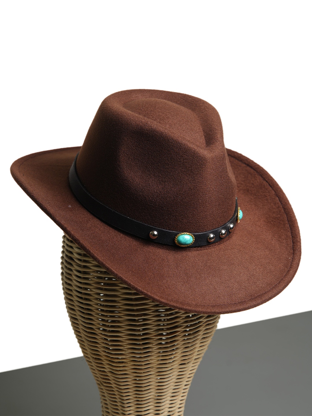 

CHOKORE Men Cowboy Fedora Hat, Brown