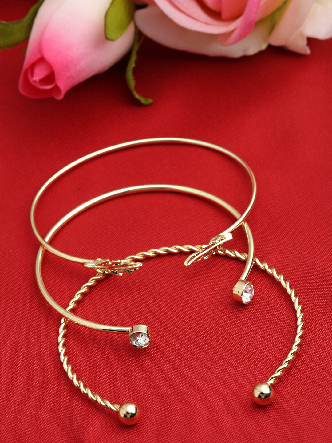 

Sanjog Women Set Of 3 Gold-Plated Bangle Rakhi