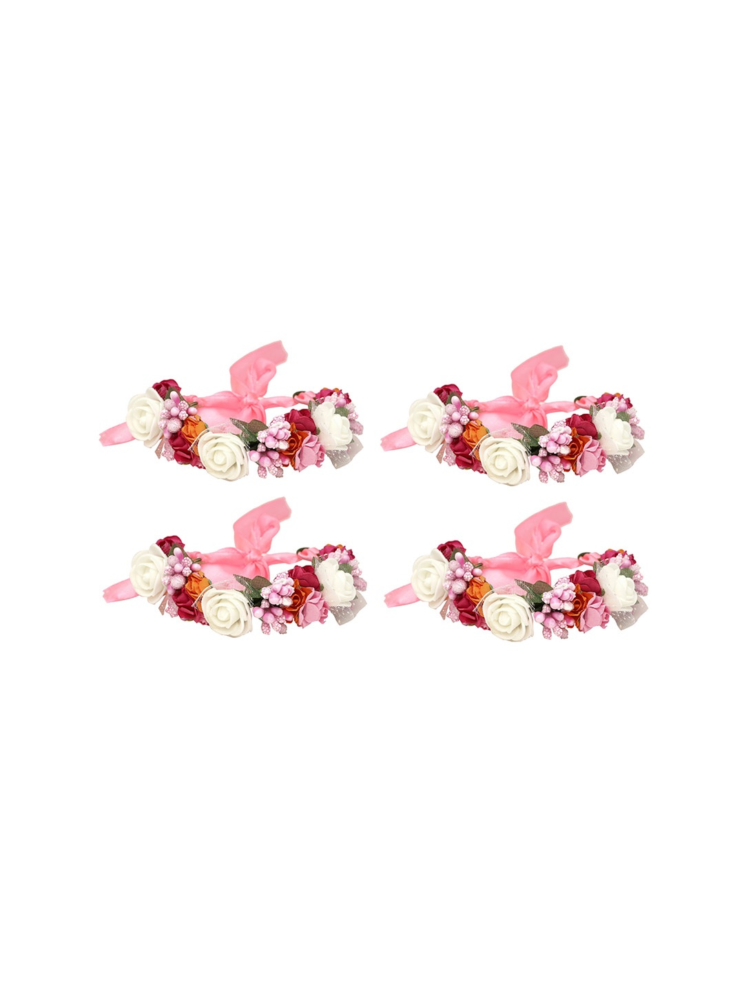 

Sanjog Unisex Set Of 4 Flower Charm Rakhis, White