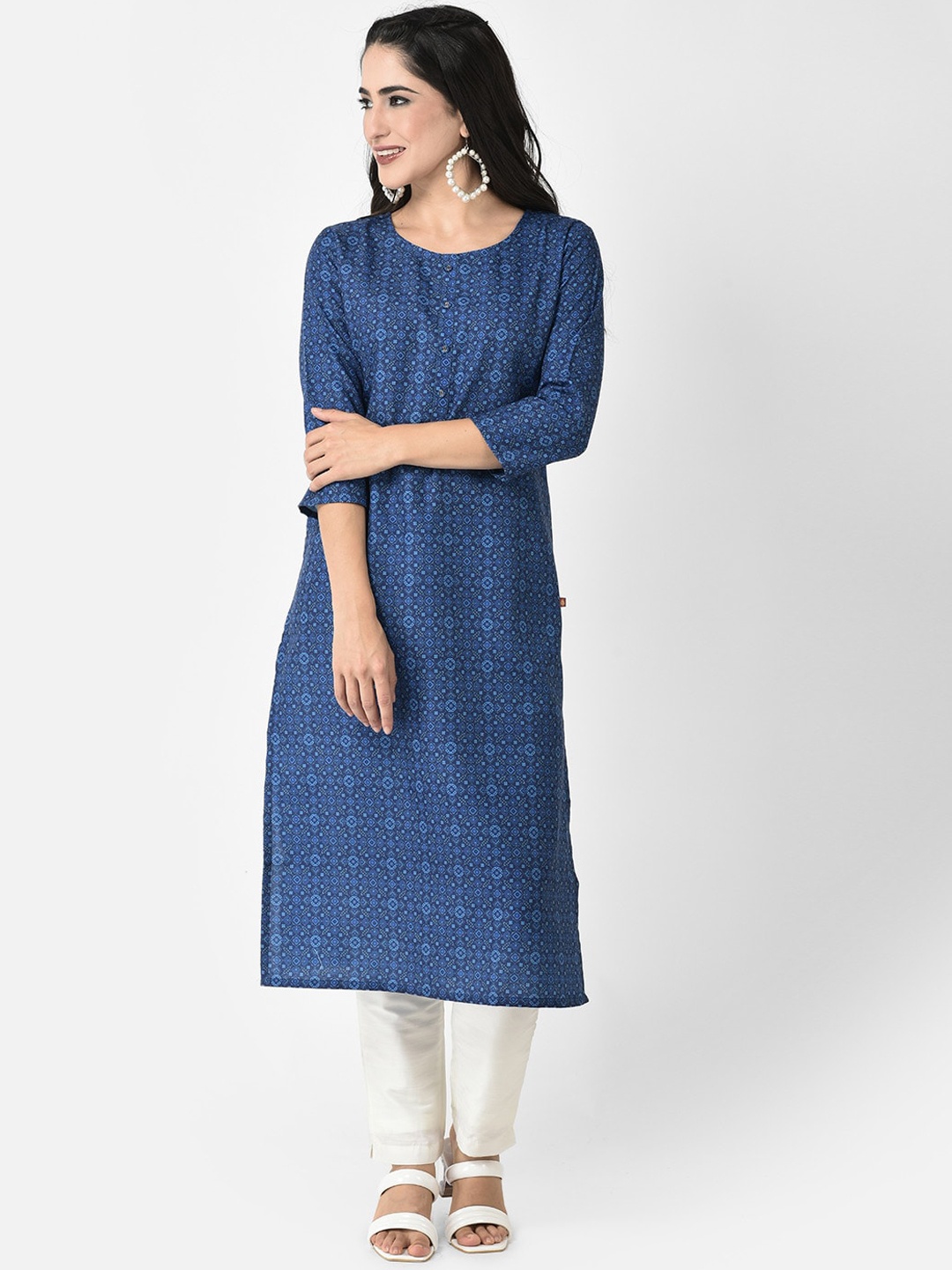 

Span Ethnic Motifs Round Neck Kurta, Blue