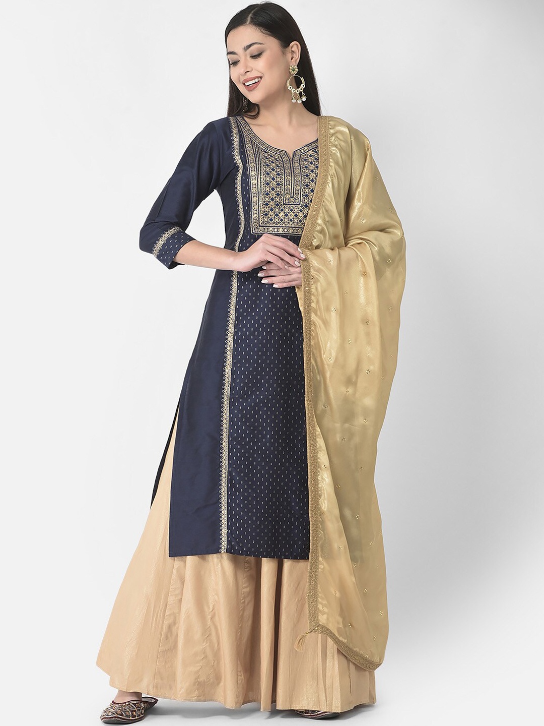 

Span A-Line Sequins Thread Work Kurta, Blue
