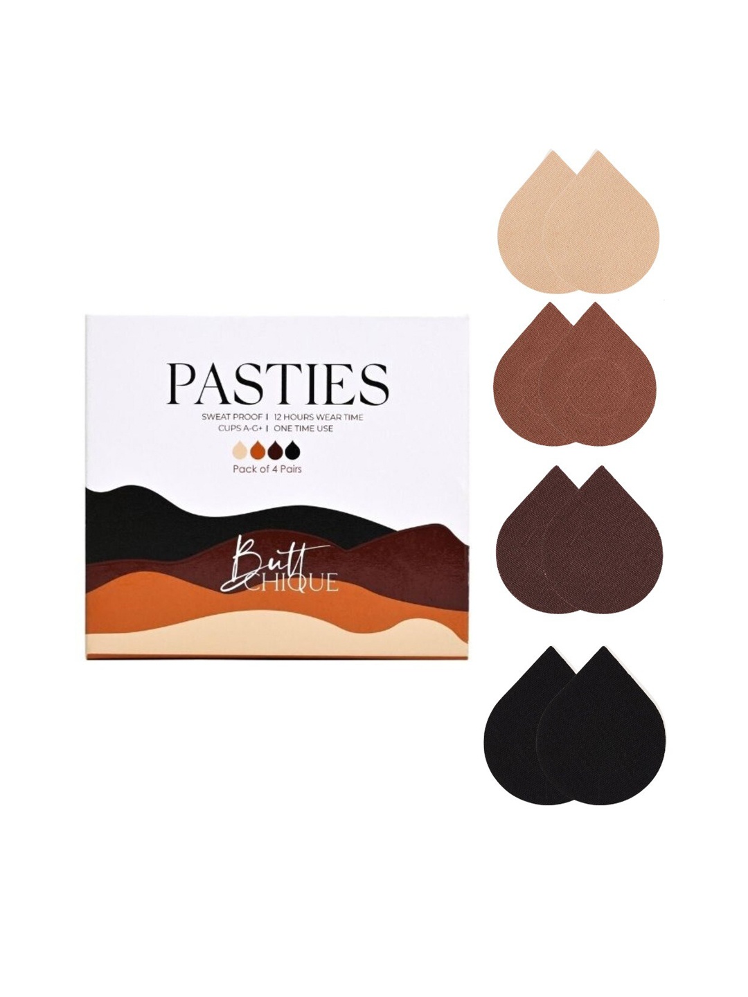 

Butt-Chique Set Of 4 Waterproof Cotton Nipple Pasties, Beige
