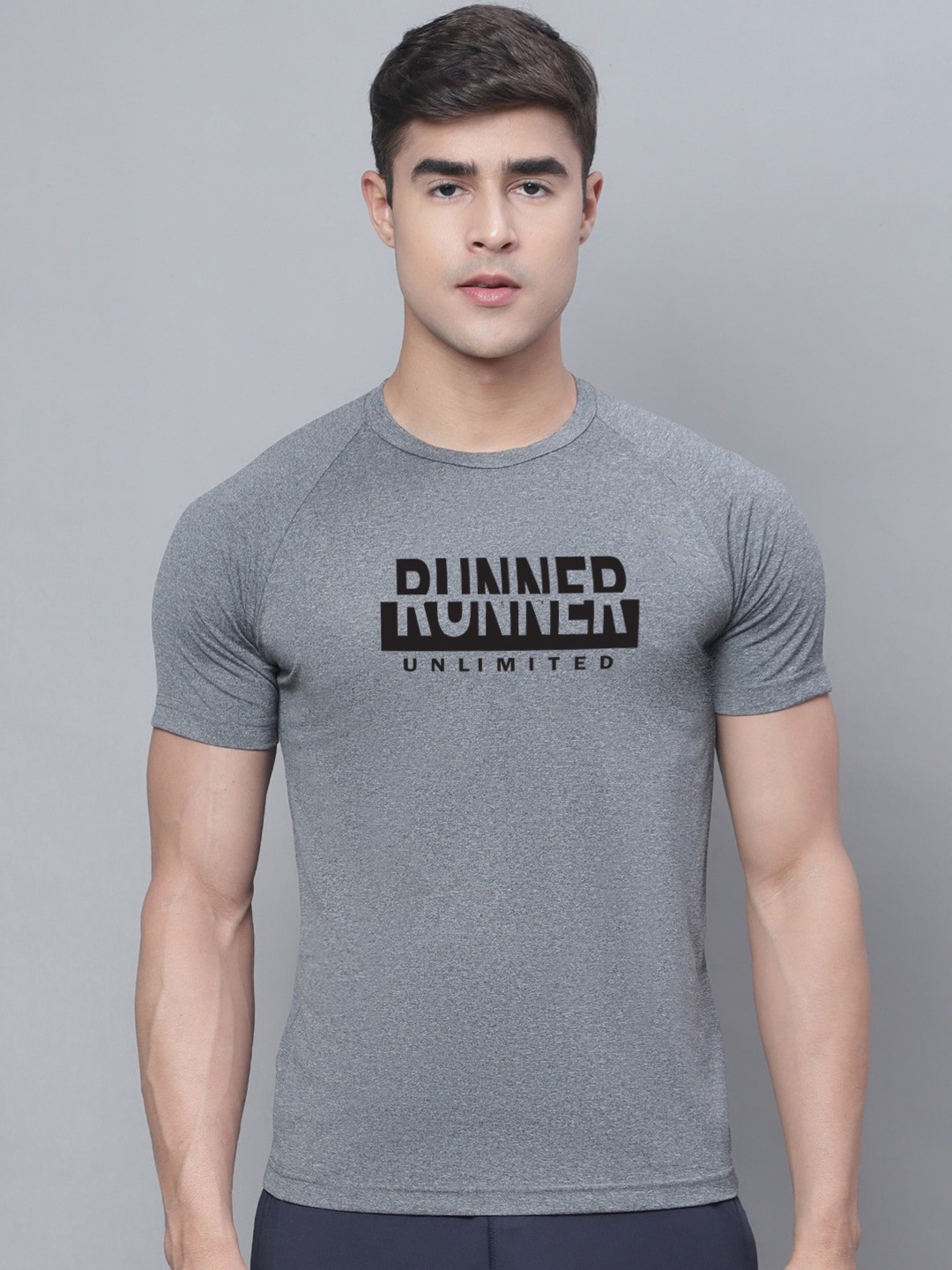 Friskers Typography Printed Raglan Sleeves Slim Fit T-shirt, Grey