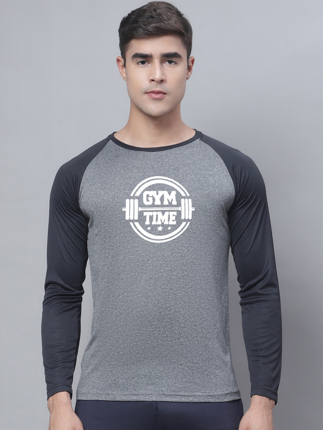 

Friskers Colourblocked Raglan Sleeves Slim Fit T-shirt, Grey