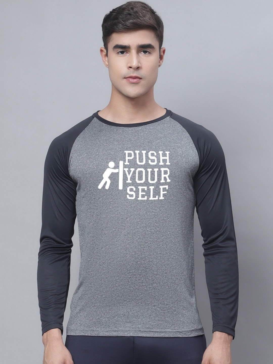 

Friskers Typography Printed Raglan Sleeves Slim Fit T-shirt, Grey