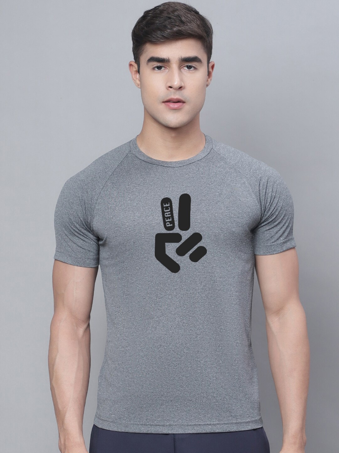 Friskers Graphic Printed Bio Wash Sport T-shirt, Grey