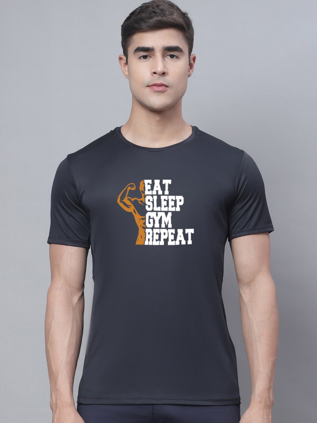 

Friskers Typography Printed Sports T-shirt, Black