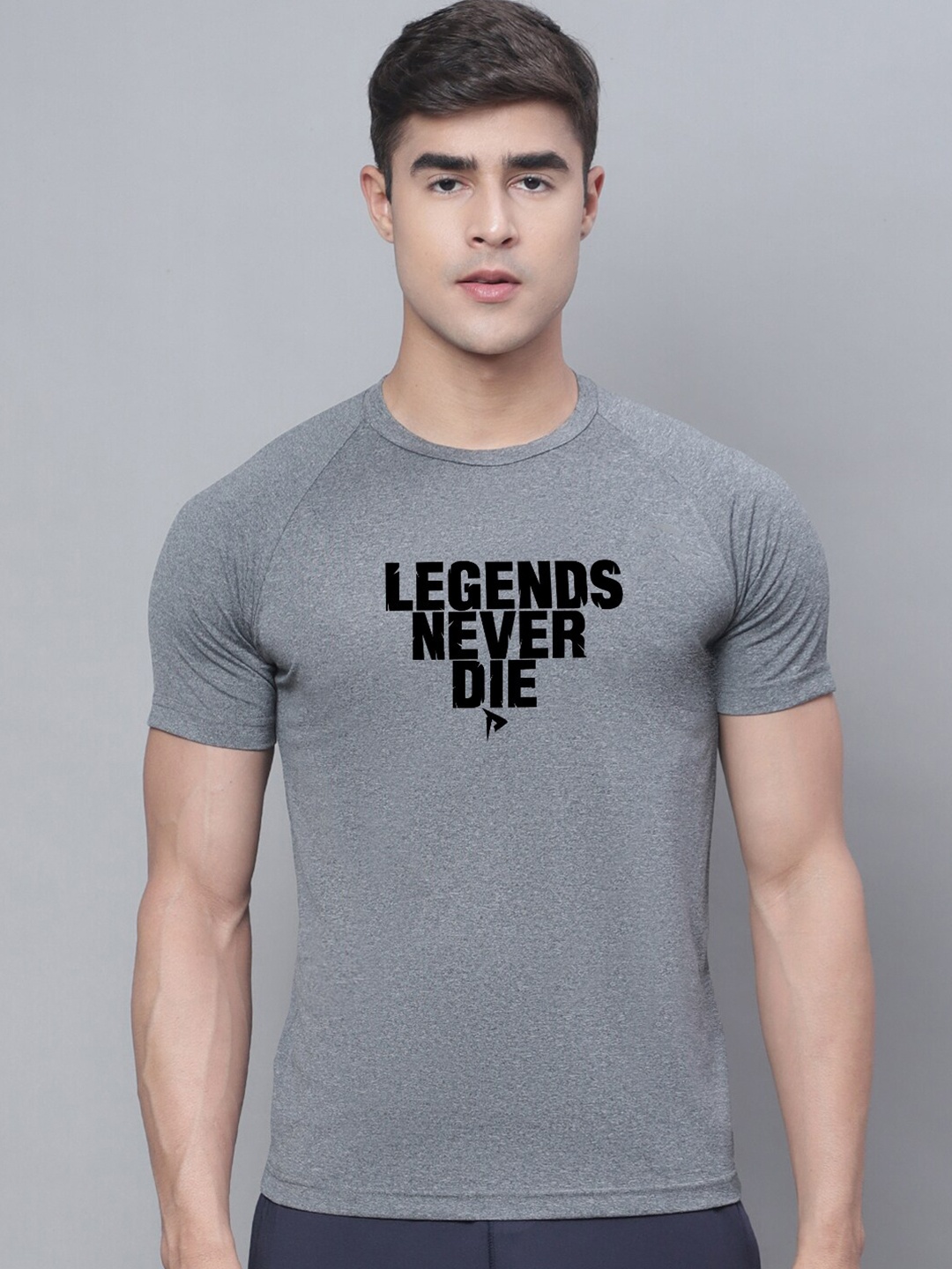 

Friskers Typography Printed Bio-Wash Regular Fit Sports T-shirt, Grey