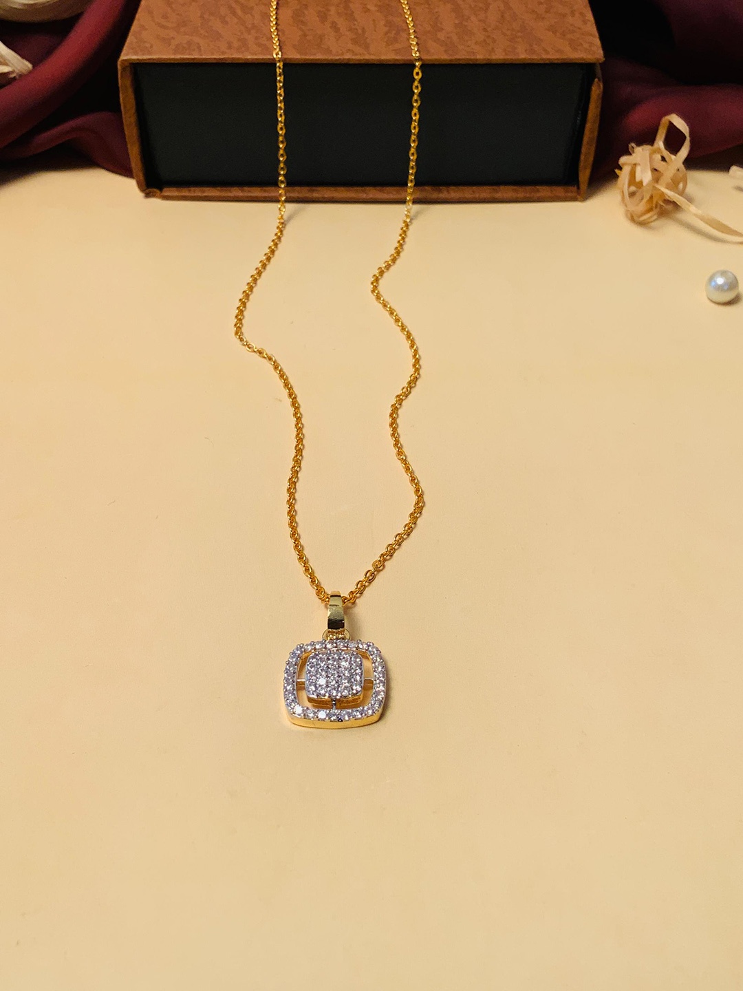 

ABDESIGNS Gold-Plated AD-Studded Pendant & Chain