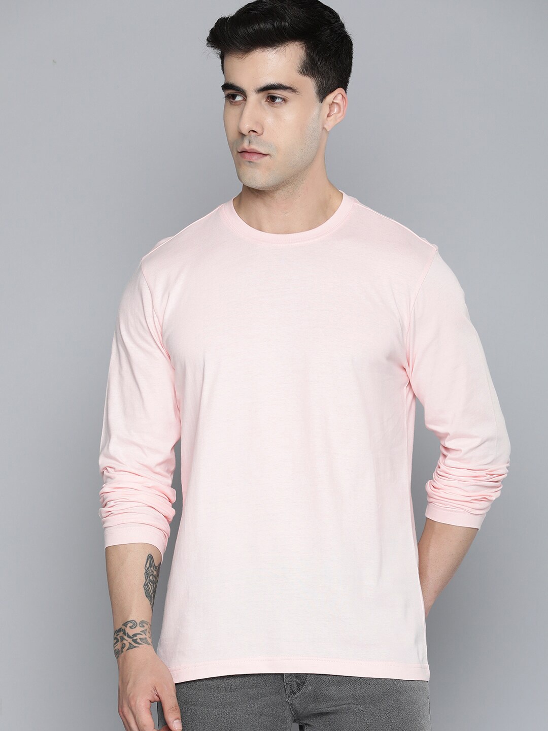 

Mast & Harbour Pink Long Sleeves Regular Fit Cotton T-shirt