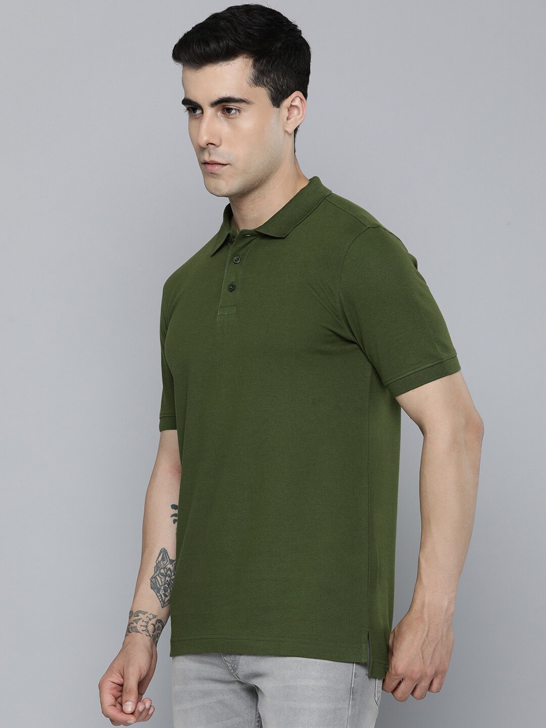 

Mast & Harbour Green Polo Collar Regular Fit Cotton T-shirt