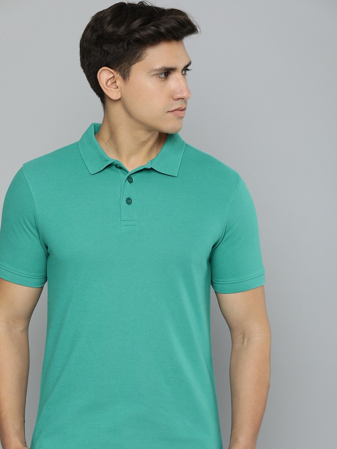 

Mast & Harbour Green Polo Collar Cotton T-shirt