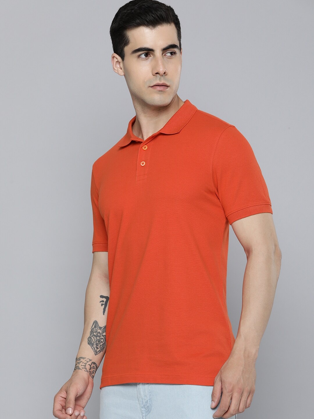 

Mast & Harbour Orange Polo Collar Cotton T-shirt