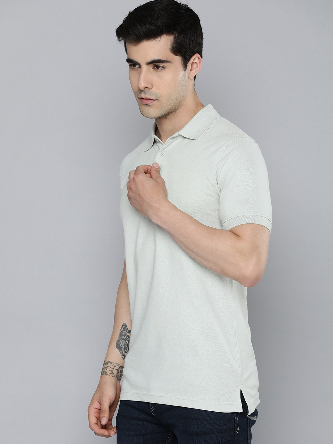 

Mast & Harbour Grey Polo Collar Cotton T-shirt