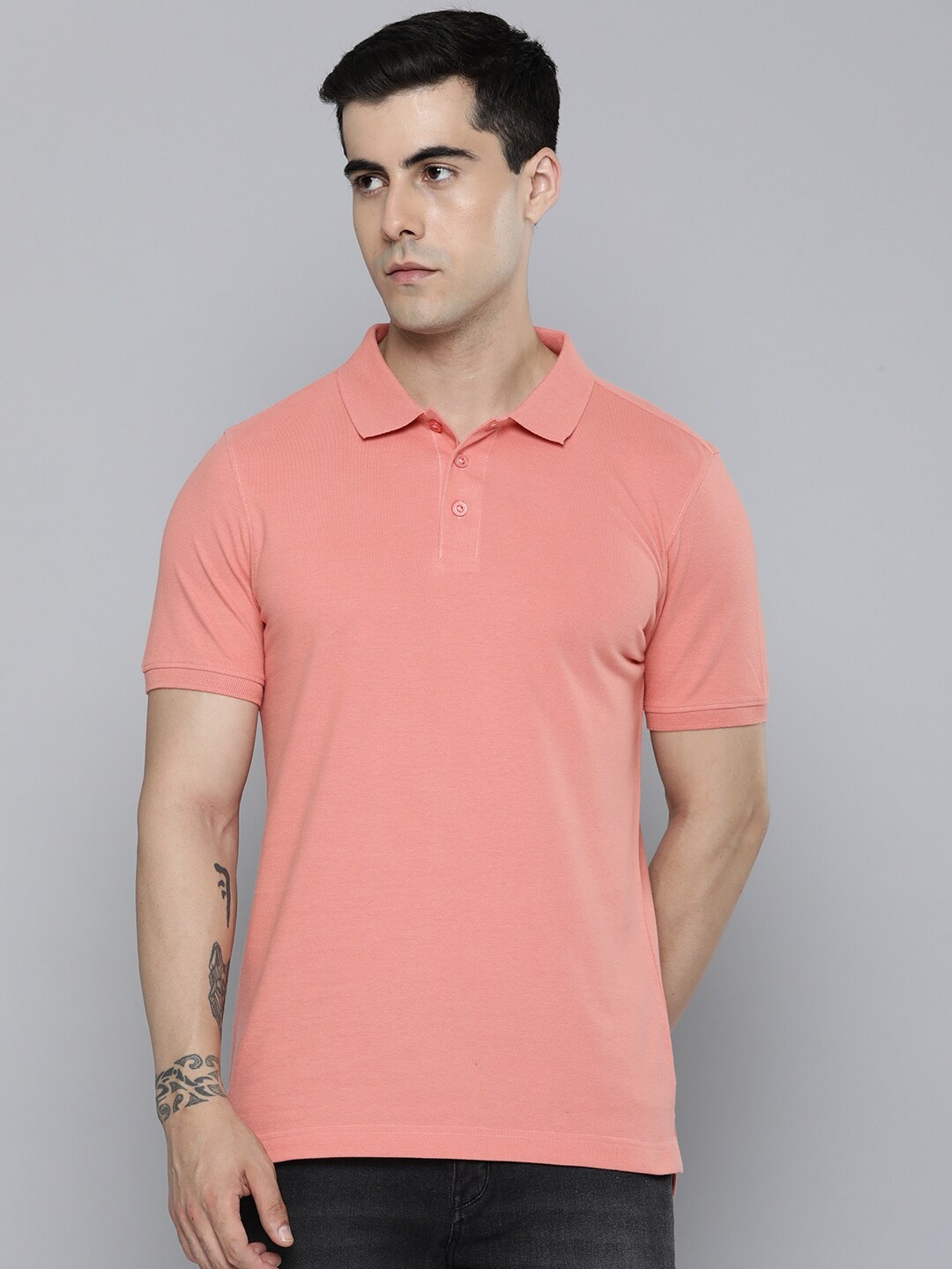 

Mast & Harbour Pink Polo Collar Cotton T-shirt