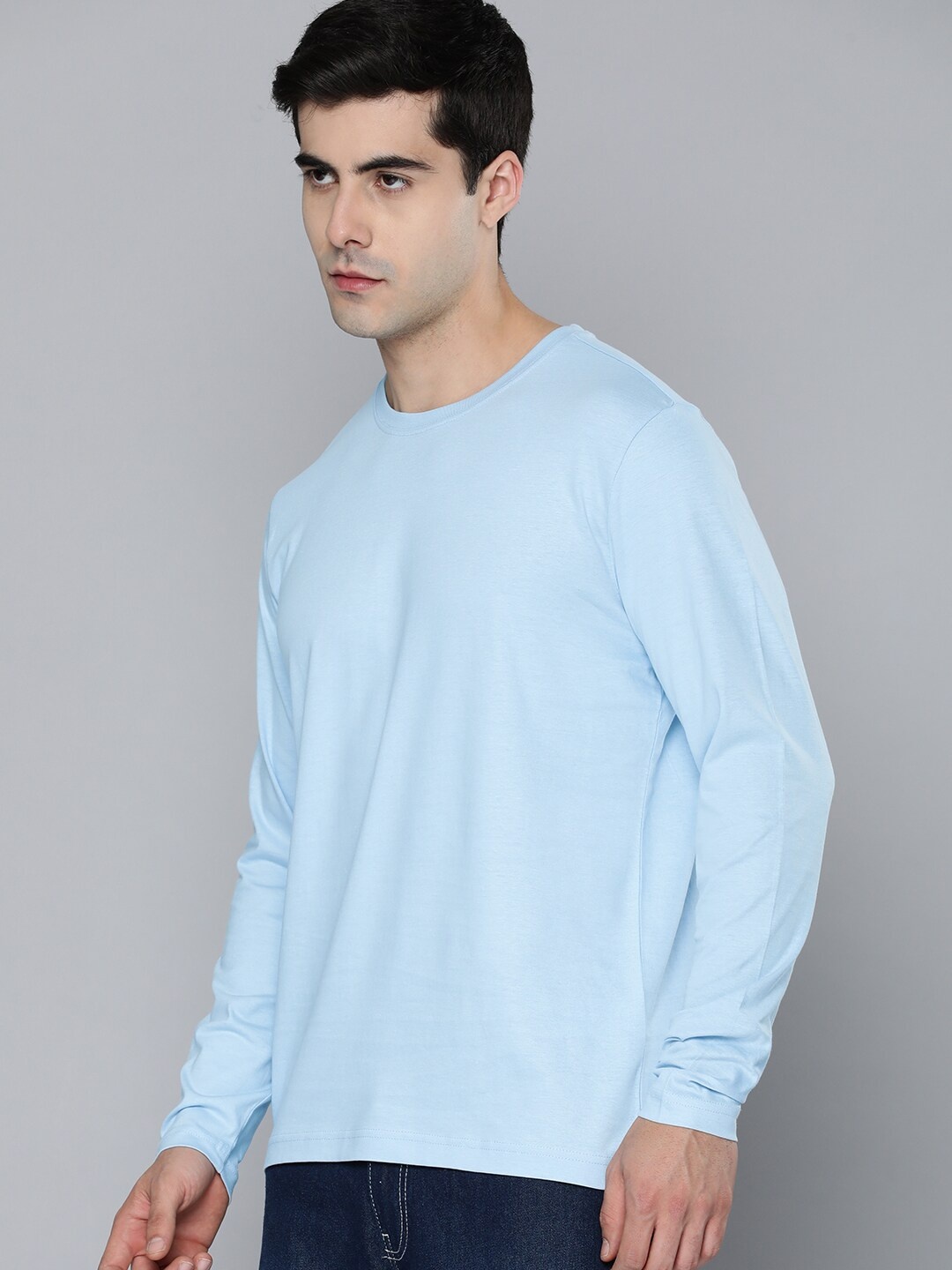 

Mast & Harbour Blue Round Neck Long Sleeves Cotton T-shirt