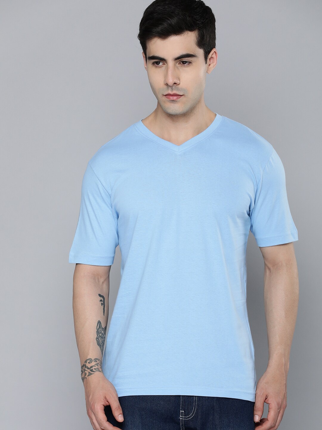 

Mast & Harbour Blue V-Neck Cotton T-shirt