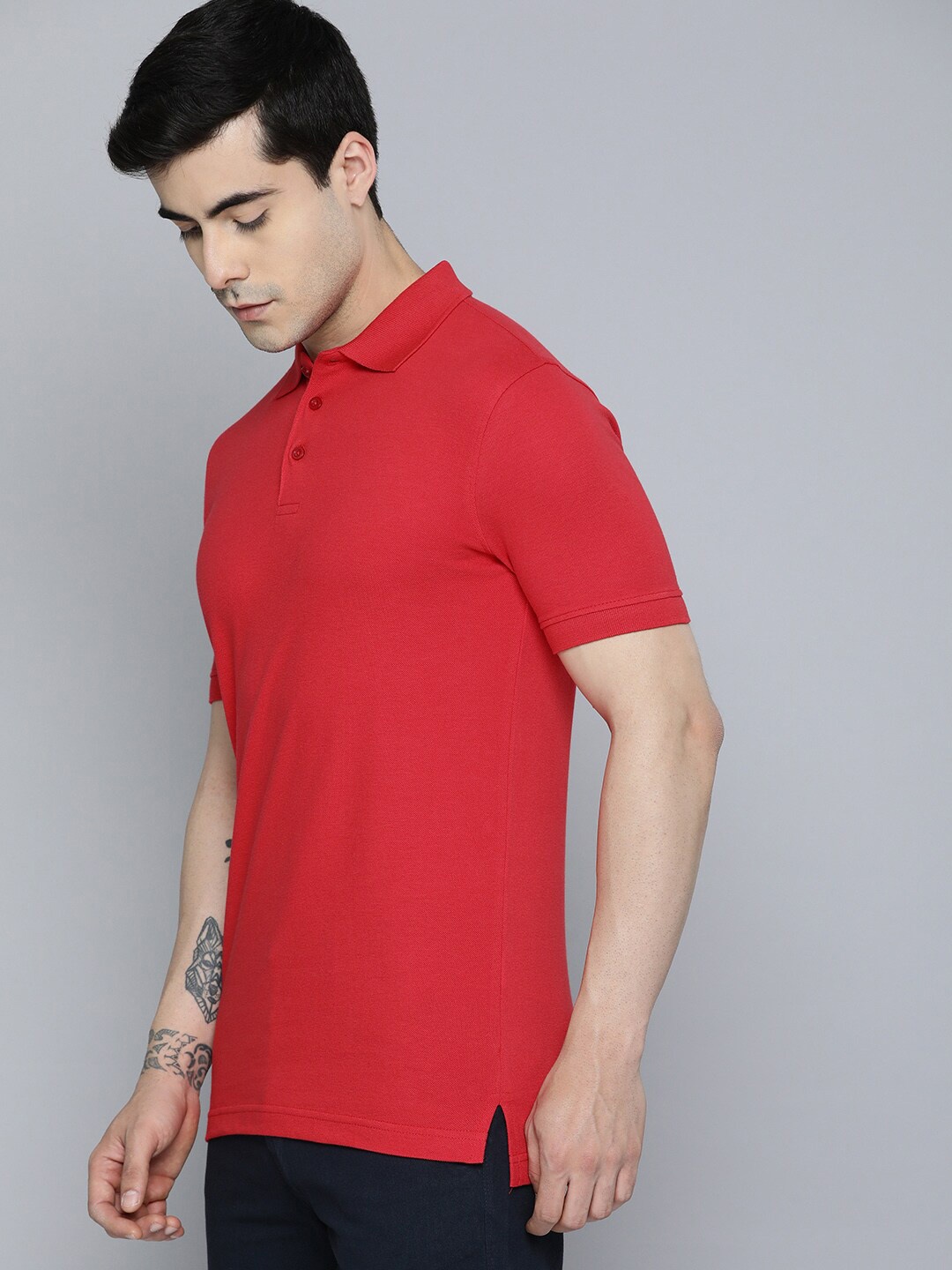 

Mast & Harbour Red Polo Collar Regular Fit Cotton T-shirt