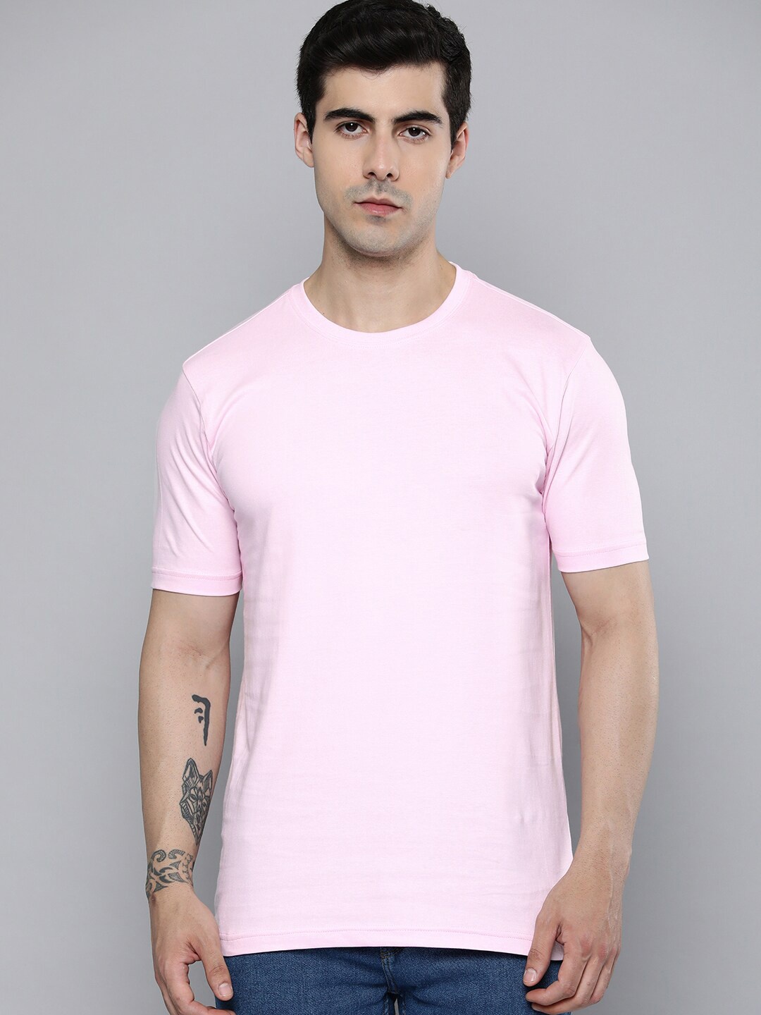 

Mast & Harbour Pink Round Neck Cotton Regular T-shirt