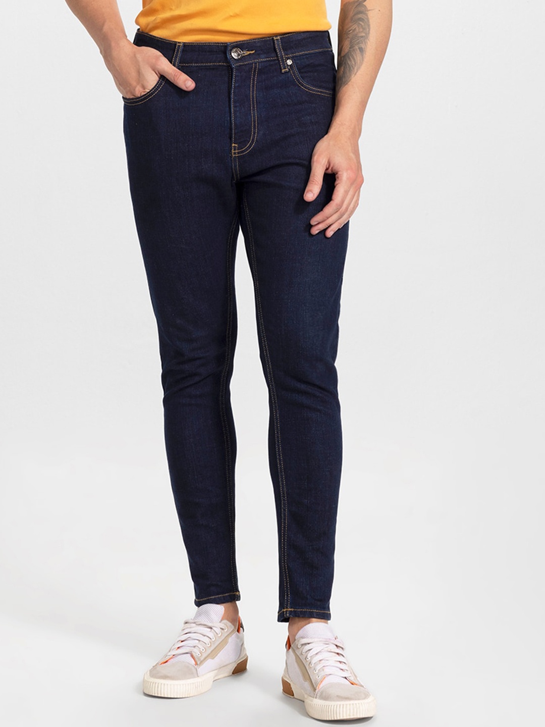 

Snitch Men Navy Blue Skinny Fit Stretchable Clean Look Cotton Jeans
