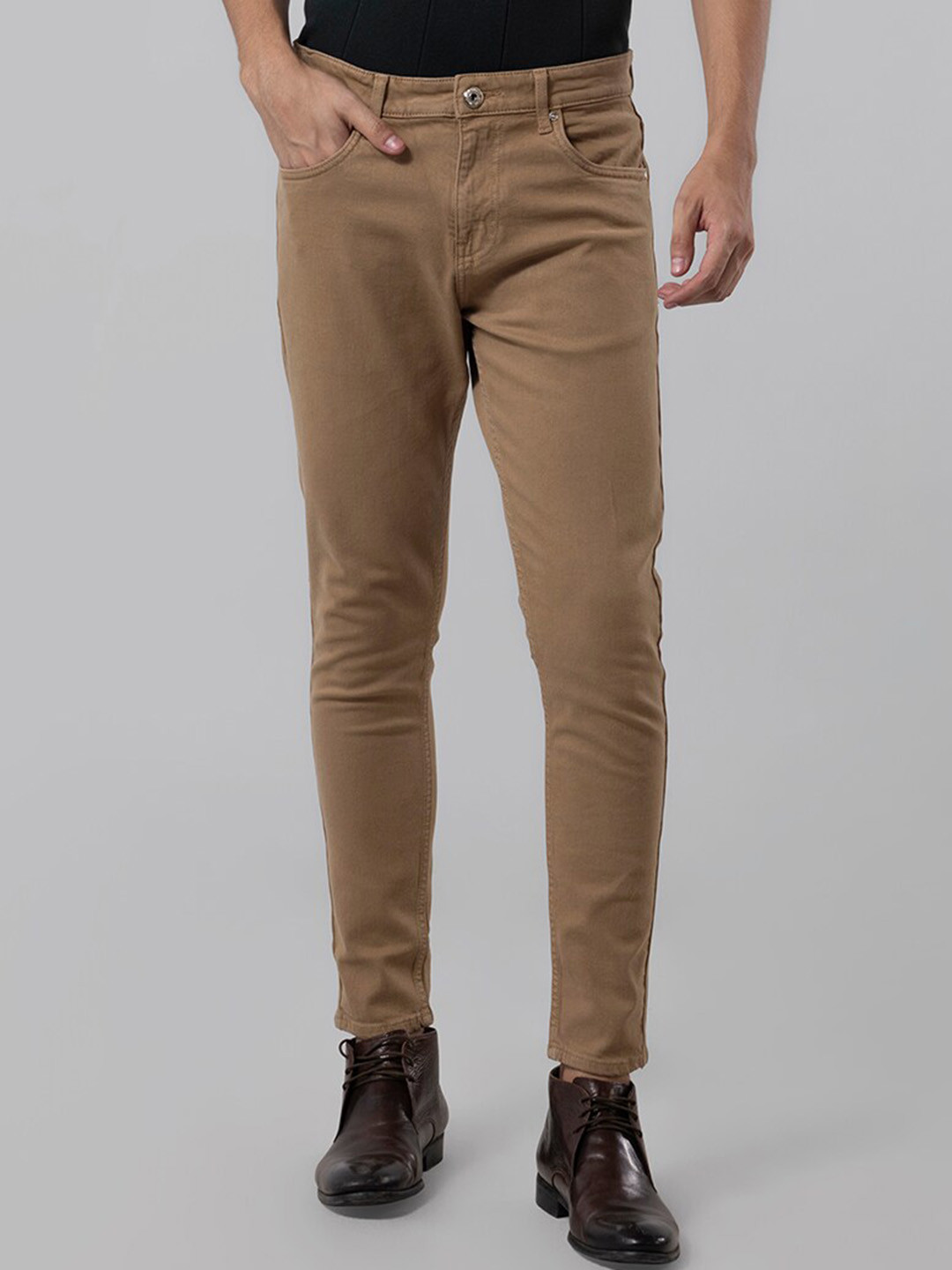 

Snitch Men Khaki Skinny Fit Stretchable Clean Look Cotton Jeans