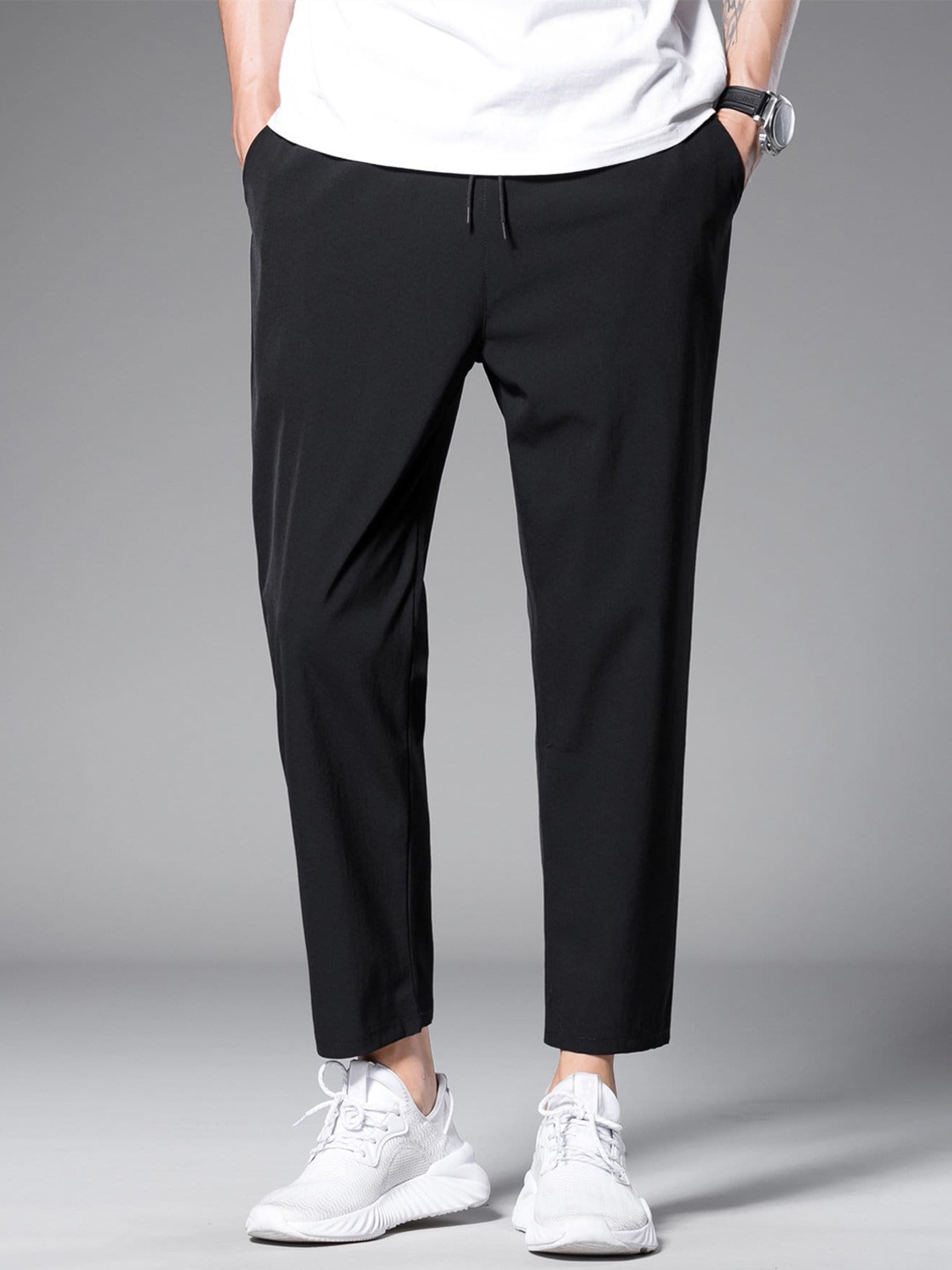 

Paralians Men Mid-Rise Rapid-Dry Track Pants, Black