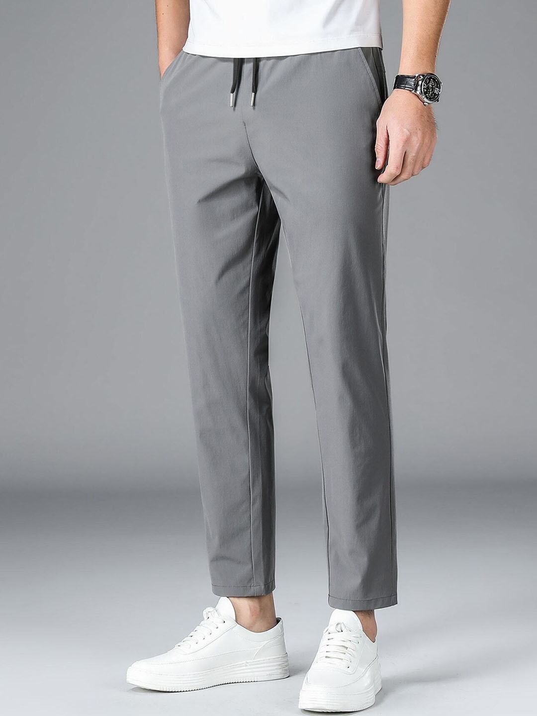 

Paralians Men Mid-Rise Rapid-Dry Track Pants, Grey