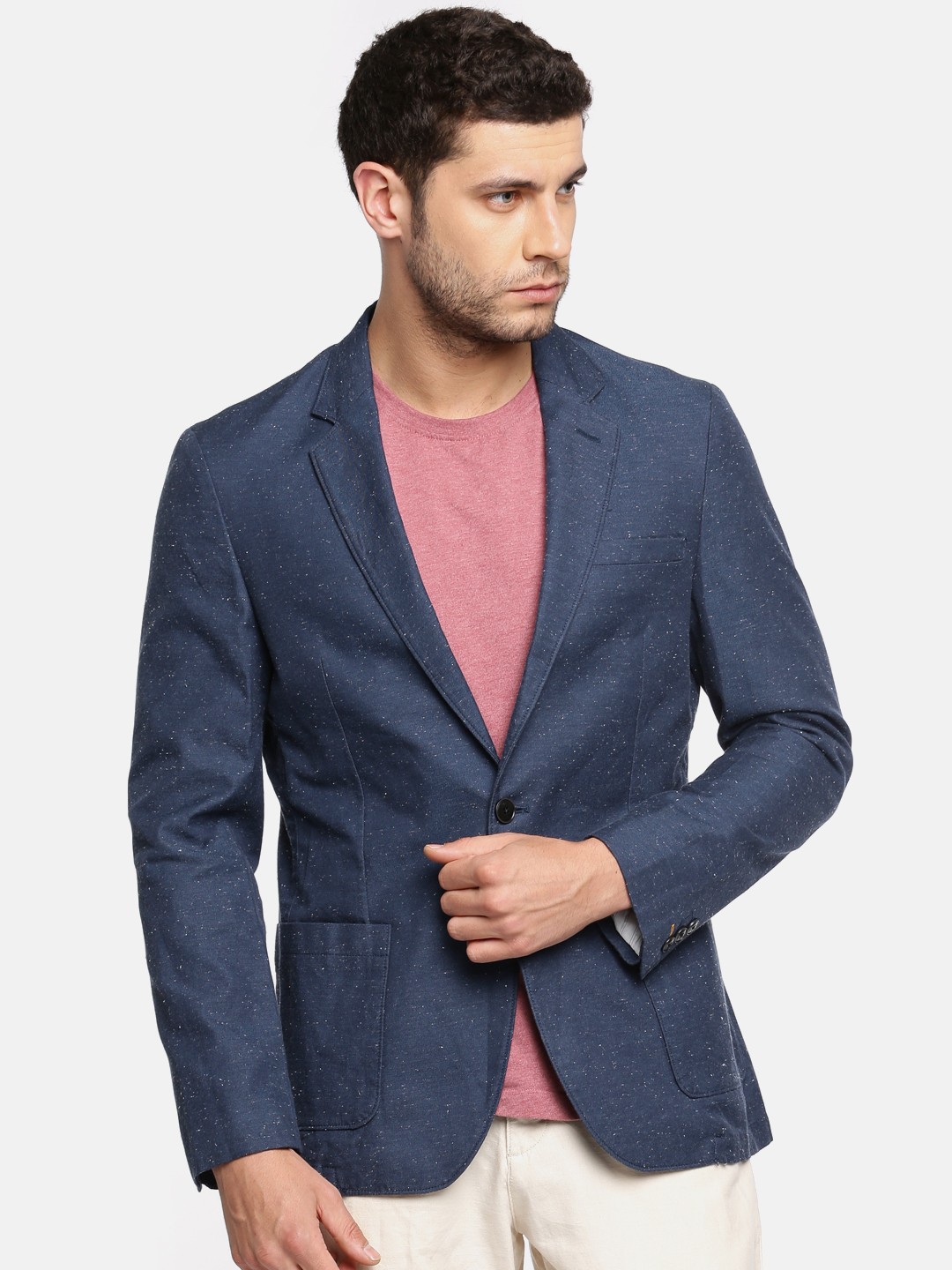 

ColorPlus Men Blue Tailored Contemporary Fit Single-Breasted Casual Blazer