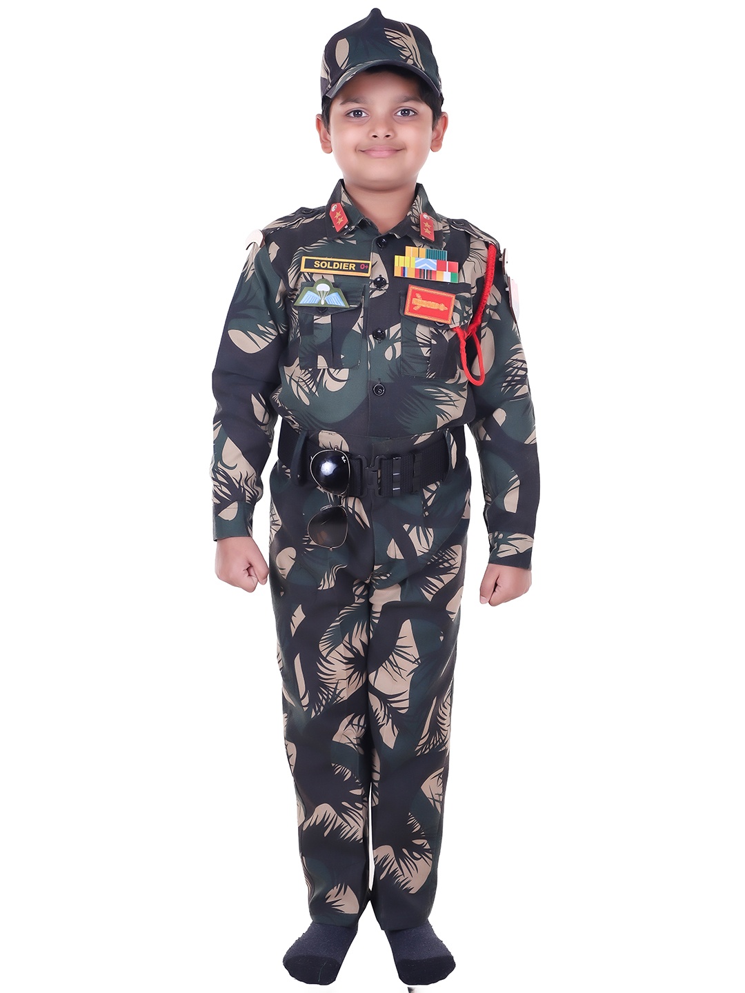 

RAJ FANCY DRESSES Kids Printed Military Clothing Set, Olive