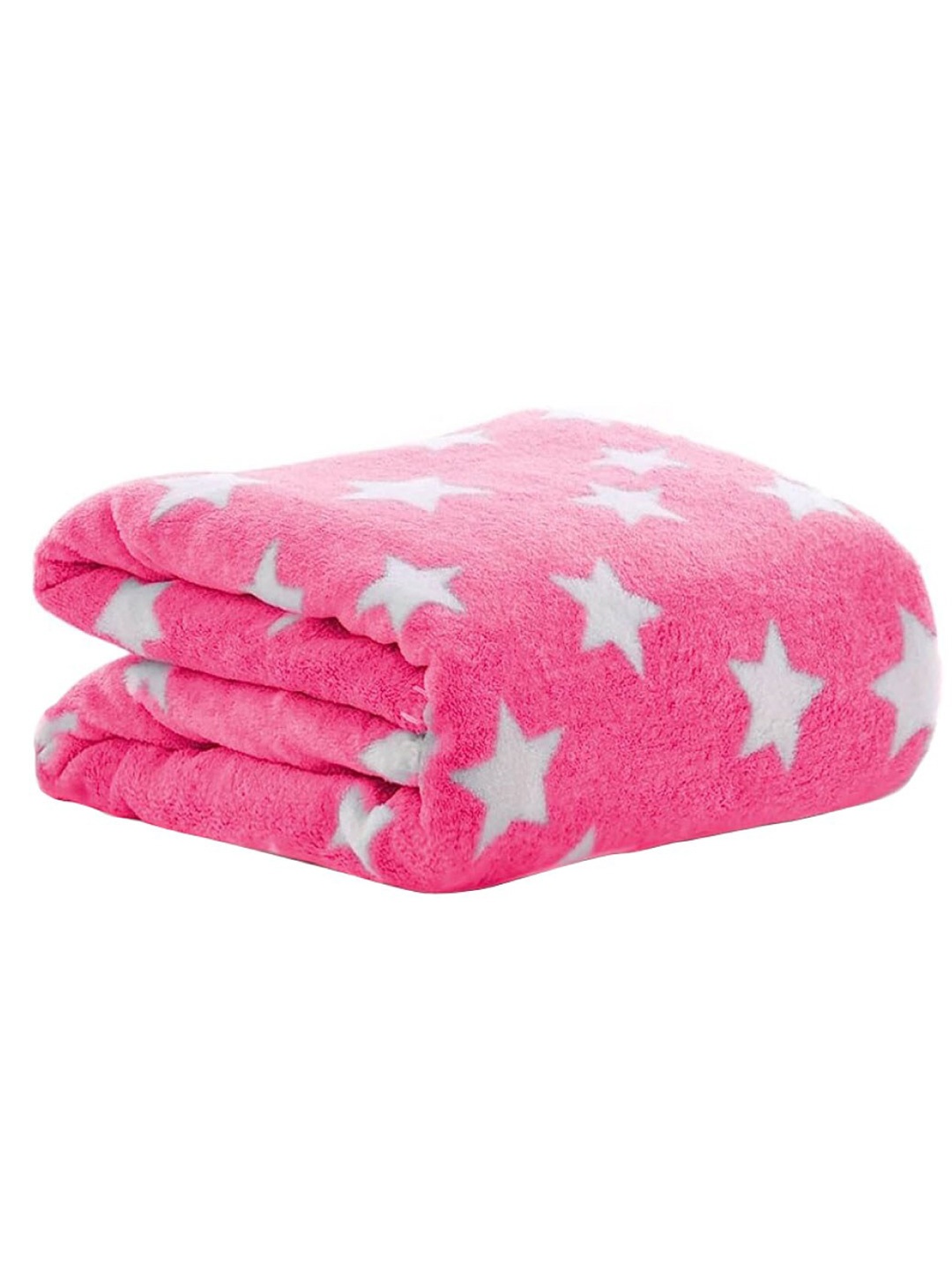

OyO Baby Infants Kids Pink & White Star Printed Fleece Ac Room Square Baby Blanket