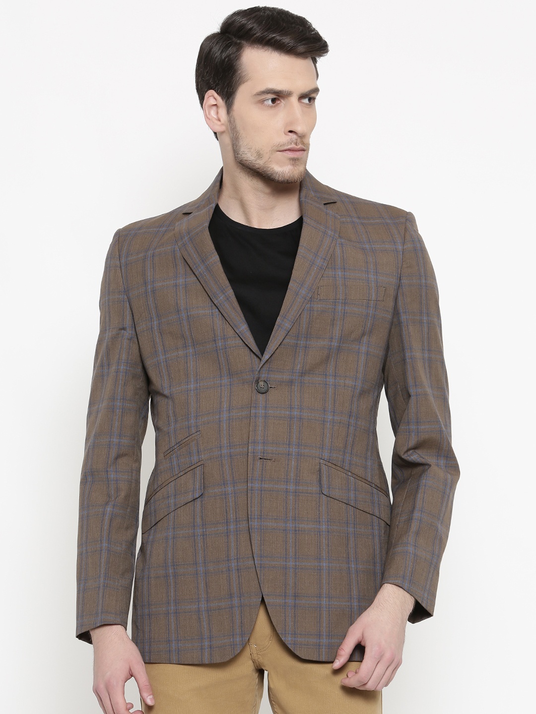 

ColorPlus Men Brown Checked Single-Breasted Tailored Fit Casual Blazer