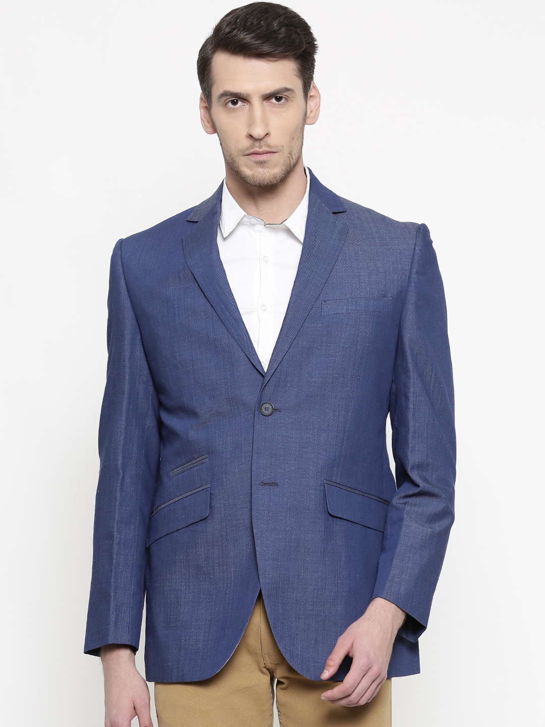 

ColorPlus Men Blue Solid Single-Breasted Tailored Fit Casual Blazer