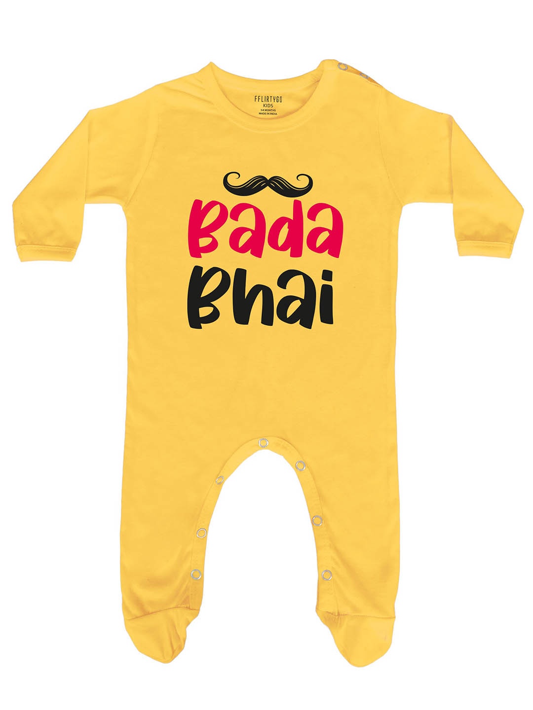 

FFLIRTYGO Infants Printed Pure Cotton Sleepsuit, Yellow