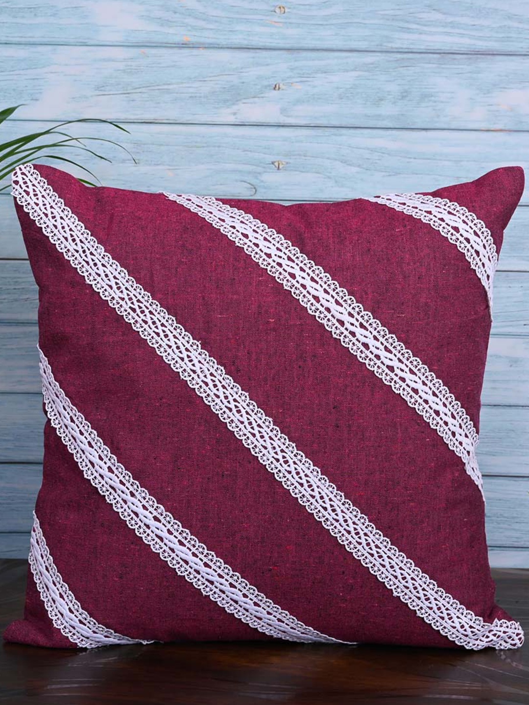 

OUSSUM Pink & White 5-Pieces Striped Square Cushion Covers