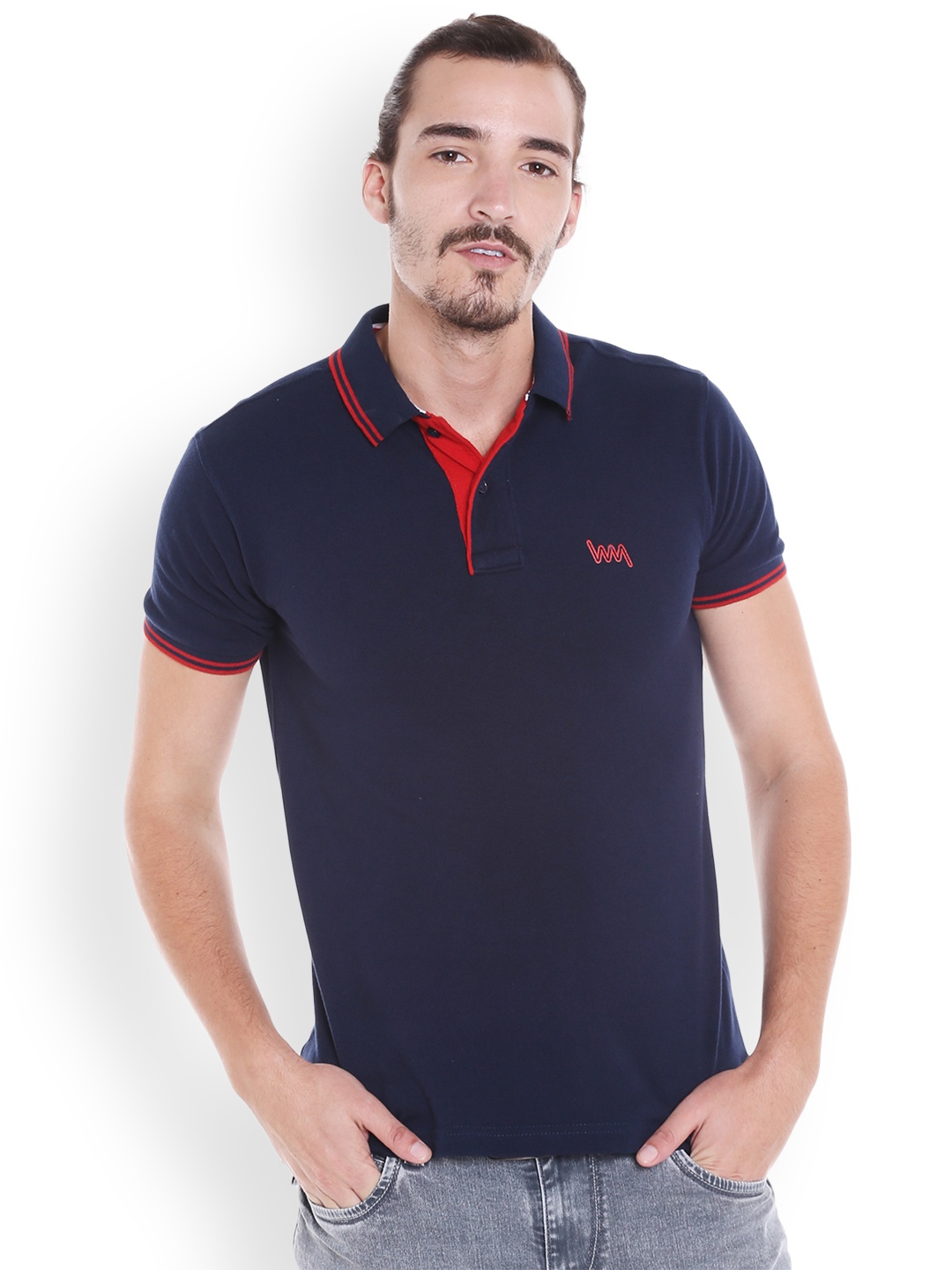 

Lawman pg3 Men Navy Blue Slim Fit Solid Polo Collar T-shirt