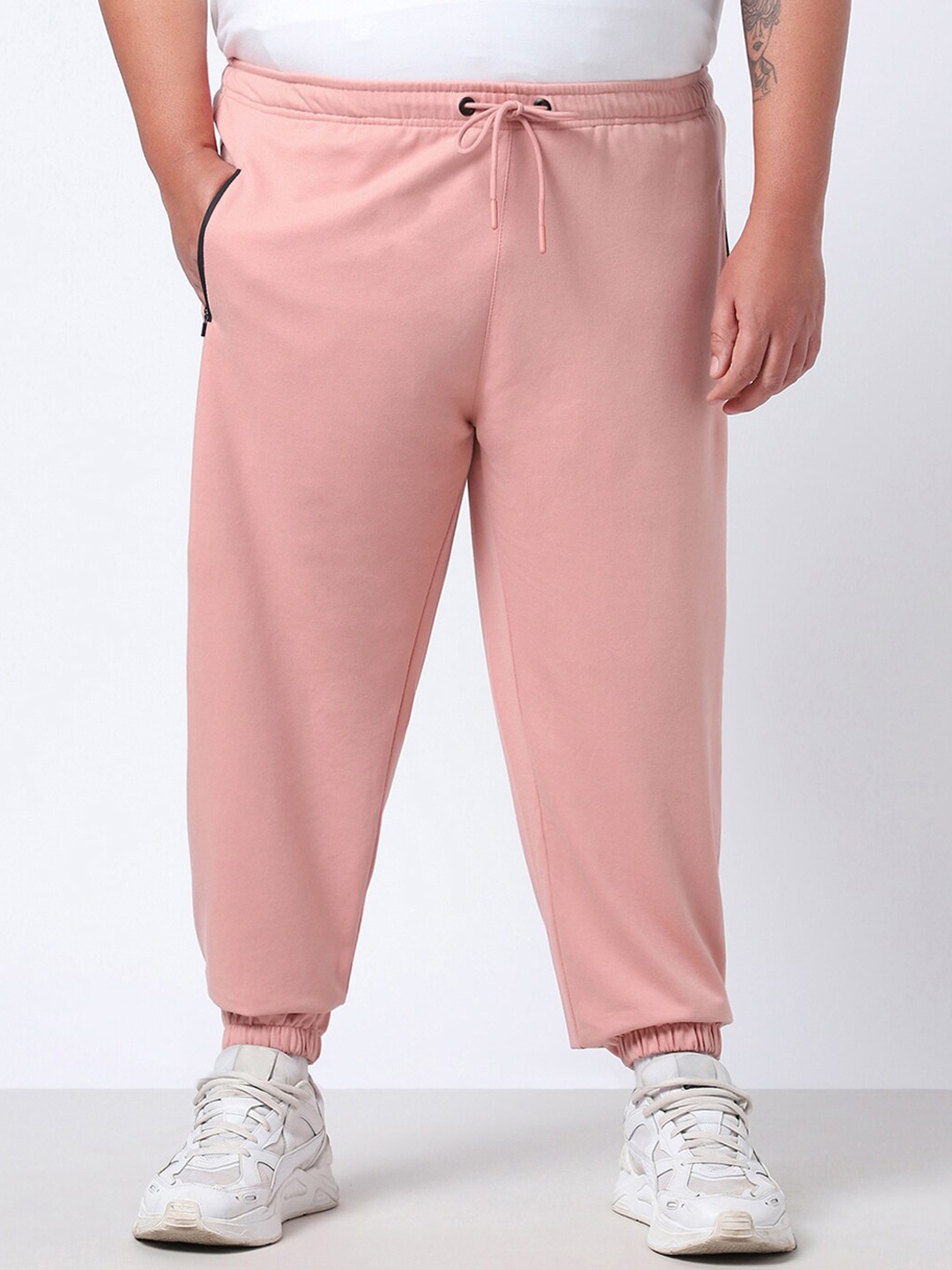 

Bewakoof Plus Size Men Relaxed-Fit Joggers, Pink