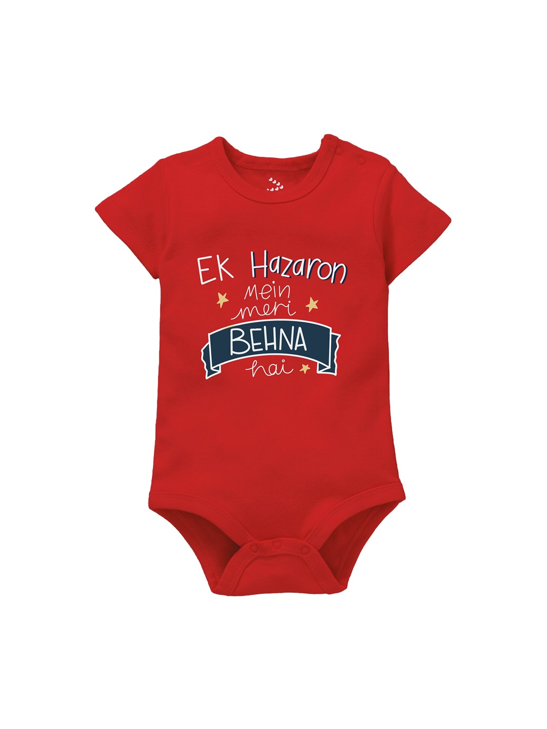 

Zeezeezoo Infants Ek Hazaro Mein Meri Behna Hai Printed Cotton Bodysuit, Red