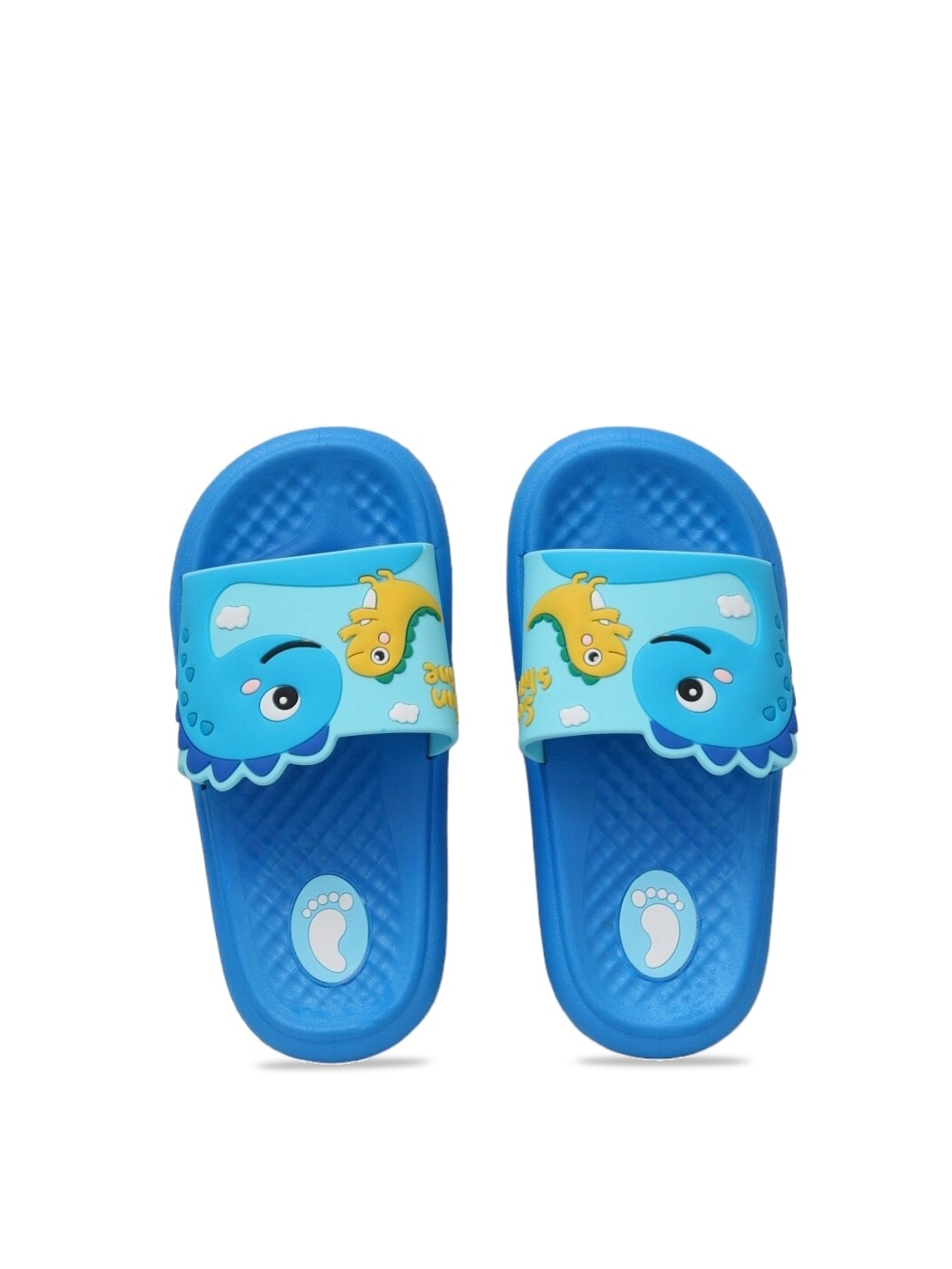 

Yellow Bee Boys Cute Dino Rubber Sliders, Blue