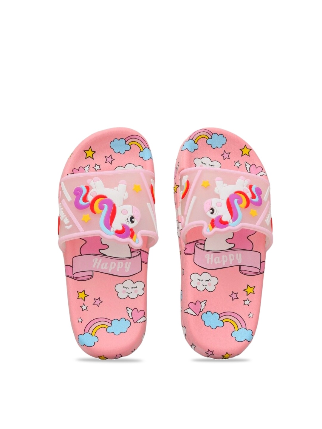 

Yellow Bee Girls Unicorn Printed Rubber Sliders, Pink
