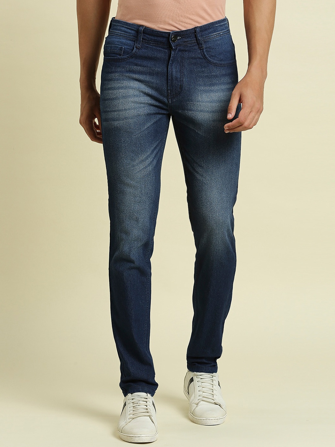 

HJ HASASI Men Slim Fit Heavily Faded Stretchable Jeans, Blue