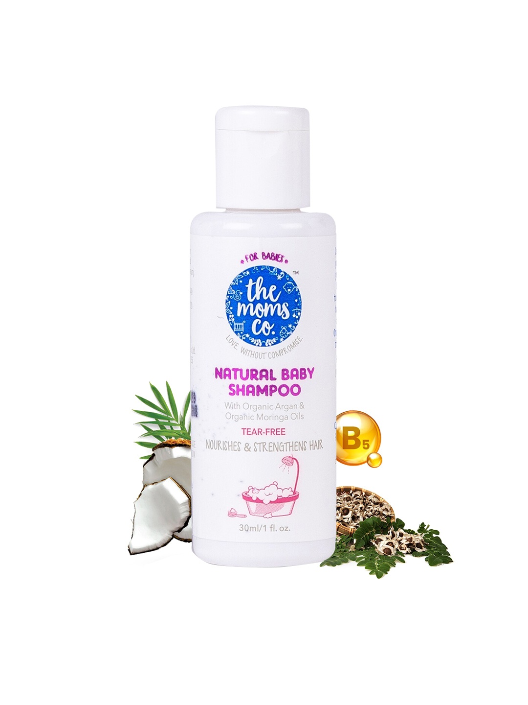

The Moms Co. Tear-Free Natural Baby Shampoo with Organic Argan & Moringa Oil - 30 ml, White