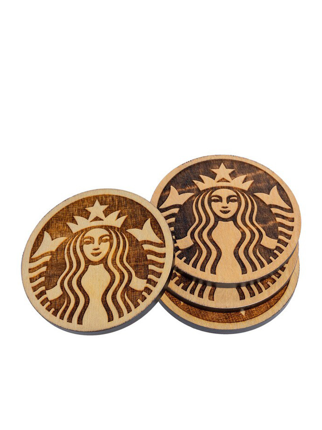 

Starbucks Core Brown 4-Pcs Wood Siren Logo Printed Coasters