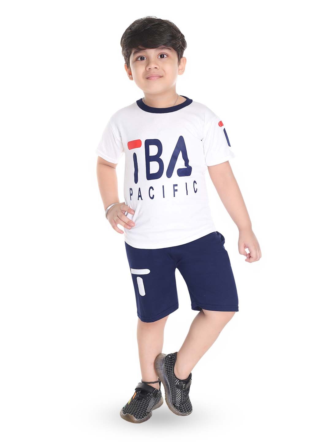 

BAESD Boys Typography Printed T-shirt with Shorts, White