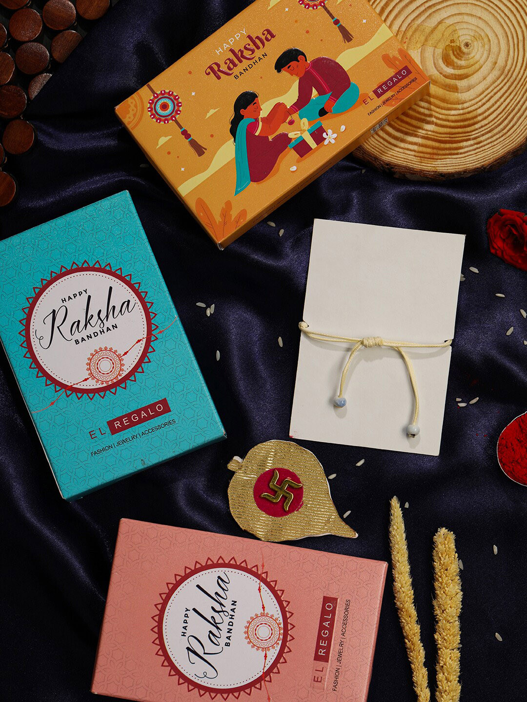 

EL REGALO Men Abstract Design Thread Rakhi For Bhaiya, Blue