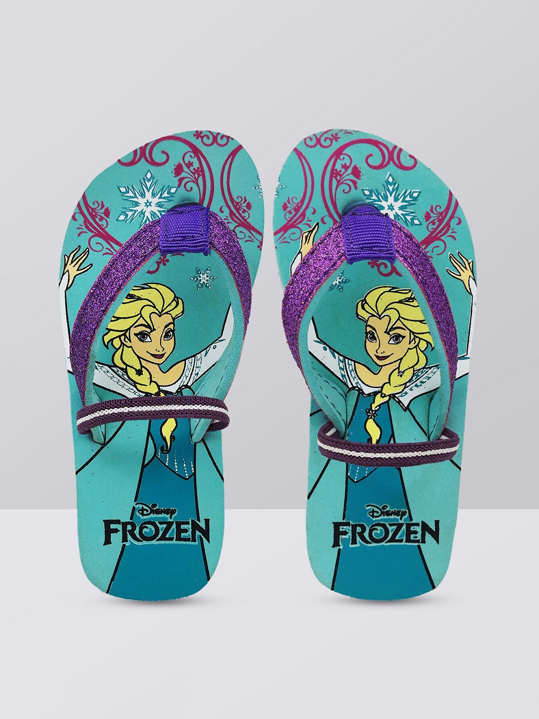 

Kids Ville Girls Frozen Printed Thongs Flip Flops, Teal