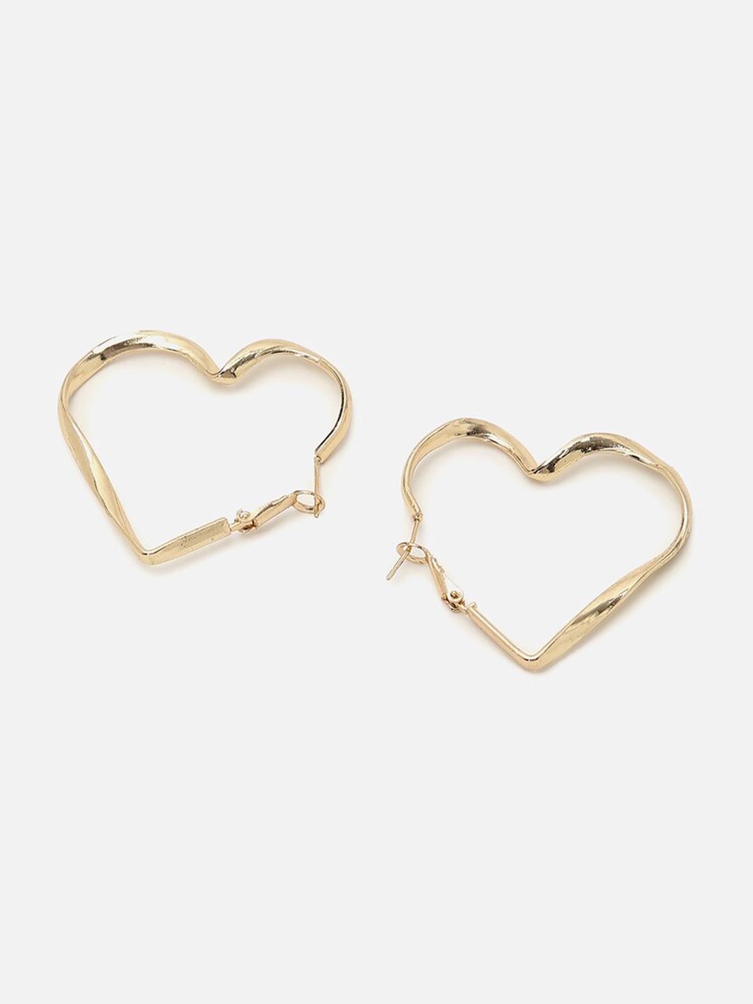 

FOREVER 21 Gold-Plated Heart Shaped Hoop Earrings